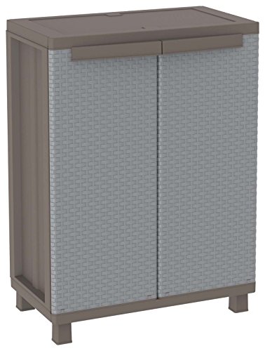 Terry J-Rattan 68 Kleiner Schrank aus Kunststoff, mit einer Ablage, grau/taupé, 68 x 37,5 x 91,5 cm