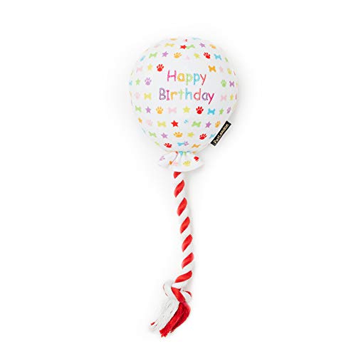 Pet London Geburtstagsballon-Hundespielzeug – Feiern Sie den Happy Birthday Ihres Hundes – Plüsch, buntes Regenbogen-Konfetti-Muster, Hunde-Party-Geschenk, besonderen Tag,