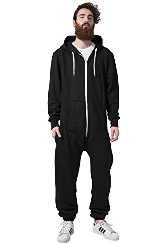 Urban Classics Herren Sweat Jumpsuit Einteiler Jogginanzug Black/White, M/L