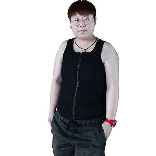 BaronHong Tomboy Trans Lesben Mesh Zip Up Brust Binder Bauch Shapewear (schwarz, M)