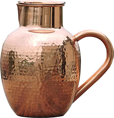 Wasserkrug aus reinem Kupfer mit Schüssel, robuster Kupferkrug für Ayurveda Gesundheitsvorteile – 1,5 Liter Fassungsvermögen
