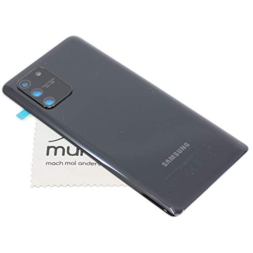 Akkudeckel für Samsung Original für Samsung Galaxy S10 Lite (G770F) Schwarz Backcover Deckel Rückwand mit mungoo Displayputztuch