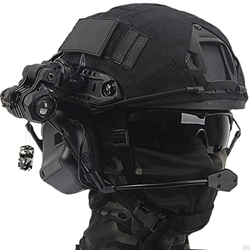 AQzxdc Airsoft Helm Set, mit Taktischem Headset & Brille & NVG Halterung & Teleskop Modell Tactical Gear Kombination, Für Outdoor Paintball Schutzjagd,Sets b,M