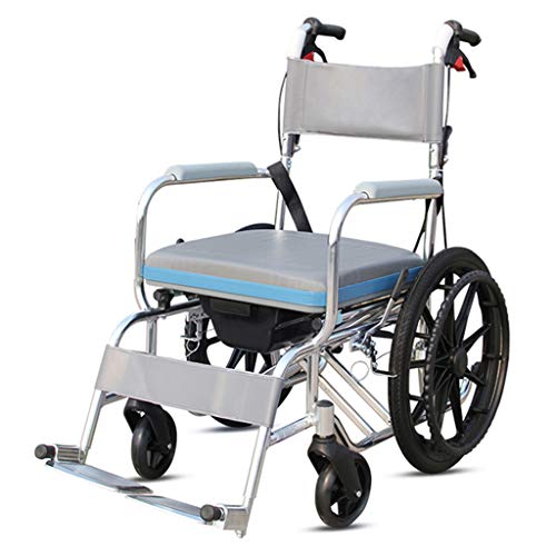ZY Toilet Chair Rollstuhl, mit Bremse Toilettenstuhl Sicherheit Rutschfester Duschstuhl, Faltbare Mobile Toilette - für ältere behinderte Personen