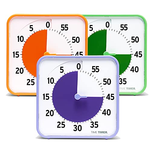 Time Timer Medium Klassenzimmer-Set – Visueller 60-Minuten-Timer für Kinder mit Trocken Abwischbaren Aktivitätskarten für Kinderklassenzimmer, Lernzentren und Lehrer-Tischuhr, Sekundär (3er-Pack)