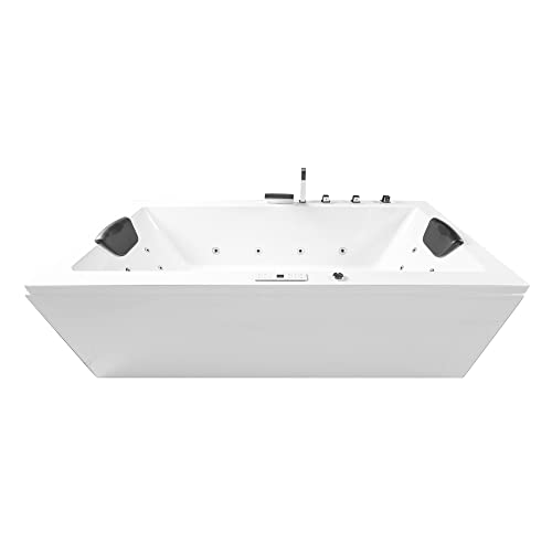 Basera® Indoor Whirlpool Naxos mit 24 Massagedüsen, Wasserfall, LED-Ambiente, Touchpanel, Bluetooth und Radio (160 x 75 x 62 cm)