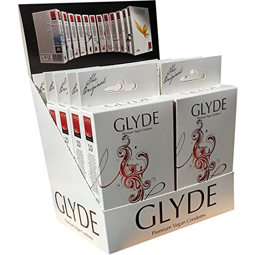 Glyde Ultra Maxi Red 10 x 10 große Condome mit 56mm Breite, rote XXL-Kondome, vegane Kondome ohne Casein, zertifiziert mit der Vegan-Blume