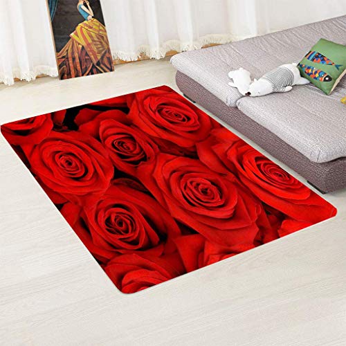 Teppich, 3D-Rote Rose, Zimmerteppich, Kinderspielzimmerteppich, Leicht Zu Reinigen, Fusselfrei, 180 X 230 Cm