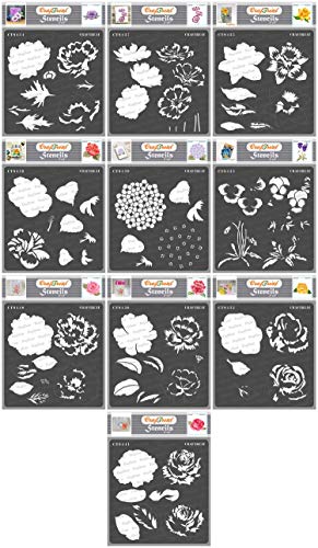 Craftreat Schablonen mit verschiedenen Blumen-Motiven