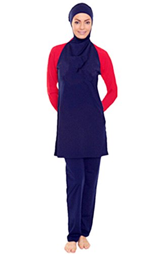 Muslimischen Damen Badeanzug Muslim Islamischen Full Cover Bescheidene Badebekleidung Modest Muslim Swimwear Beachwear Burkini (Asien 4XL ~~ EU-Größe 46-48, Hijab Connected-2)