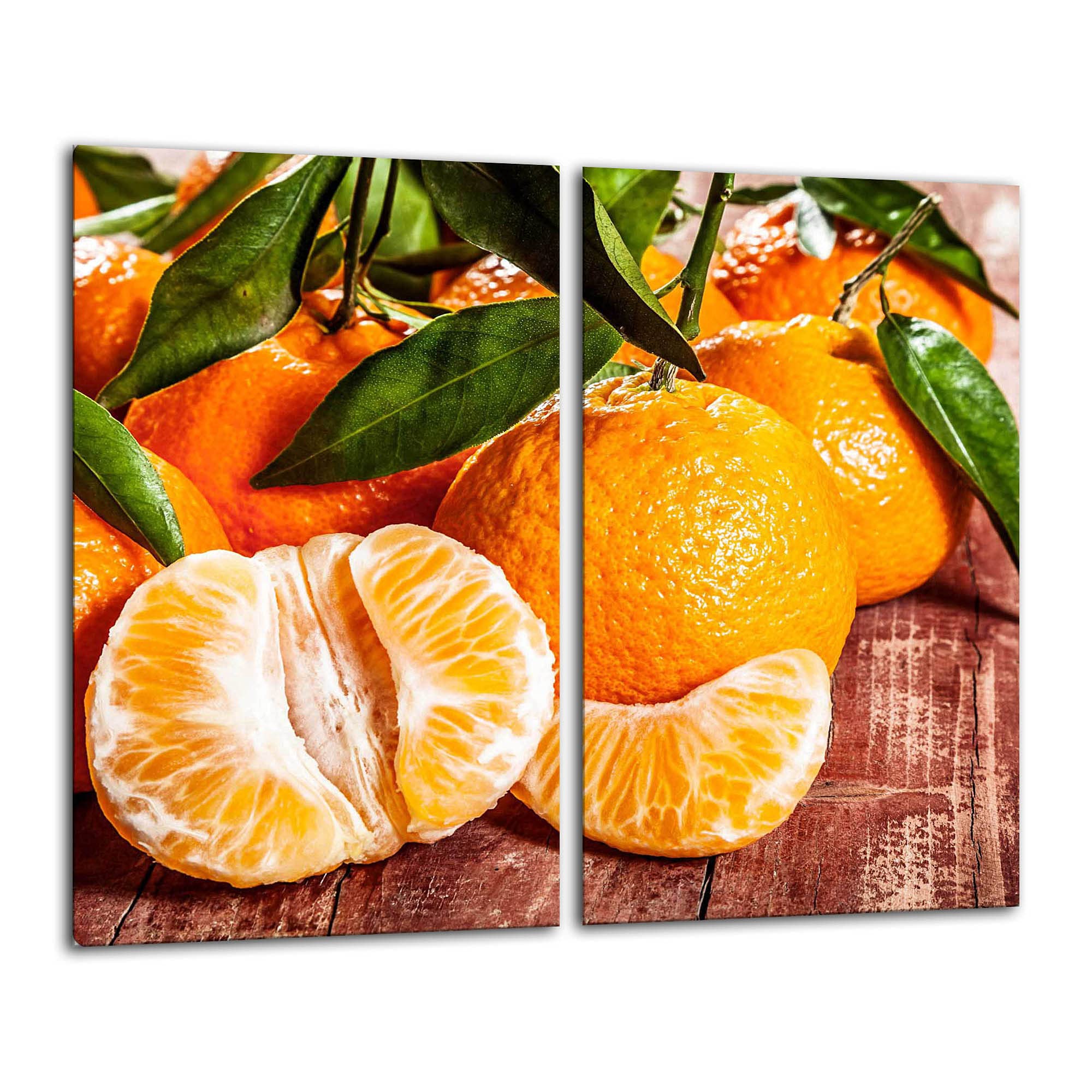 Gsmarkt | Herdabdeckplatten Schneidebrett Spritzschutz Set 2x30x52 | Bild auf Glas | Sicherheitsglas Gehärtetes Glas Bild | Motiv Orange