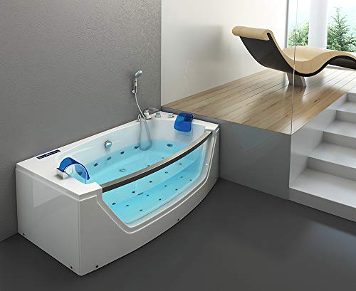 Home Deluxe - Whirlpool Badewanne - ATLANTIC M - Maße: 175 x 85 x 60 cm - inkl. Heizung, Massagefunktion und kompl. Zubehör I Wanne für 2 Personen, Indoor Jacuzzi