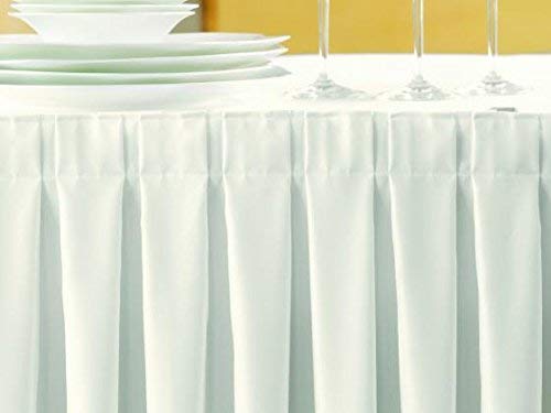 Gastro Uzal Skirting Excellent 520 x 73 cm Weiß Tischrock/Kellerfalte für die Tischgrößen 170 x 80 cm / Ø160 cm geeignet mit rückseitigem Klettband