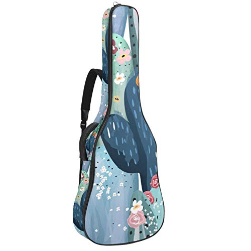 Gitarren-Gigbag, wasserdicht, Reißverschluss, weicher Gitarren-Rucksack, Bassgitarre, Akustik- und klassische Folk-Gitarre, Pflanzenkaktus mit Blume