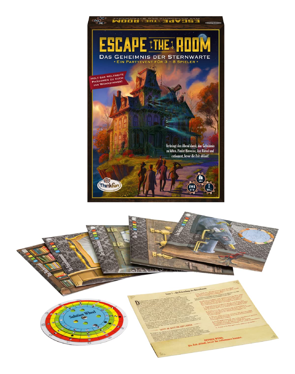 ThinkFun - 76313 - Escape the Room: Das Geheimnis der Sternwarte. Löst die Rätsel und enkommt der Sternwarte! Ein perfektes Escape-Spiel für Einsteiger!