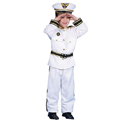 Dress Up America Navy Admiral Kostüm – Weiße Schiffskapitänsuniform für Kinder – Bootskapitänskostüm-Set für Jungen und Mädchen