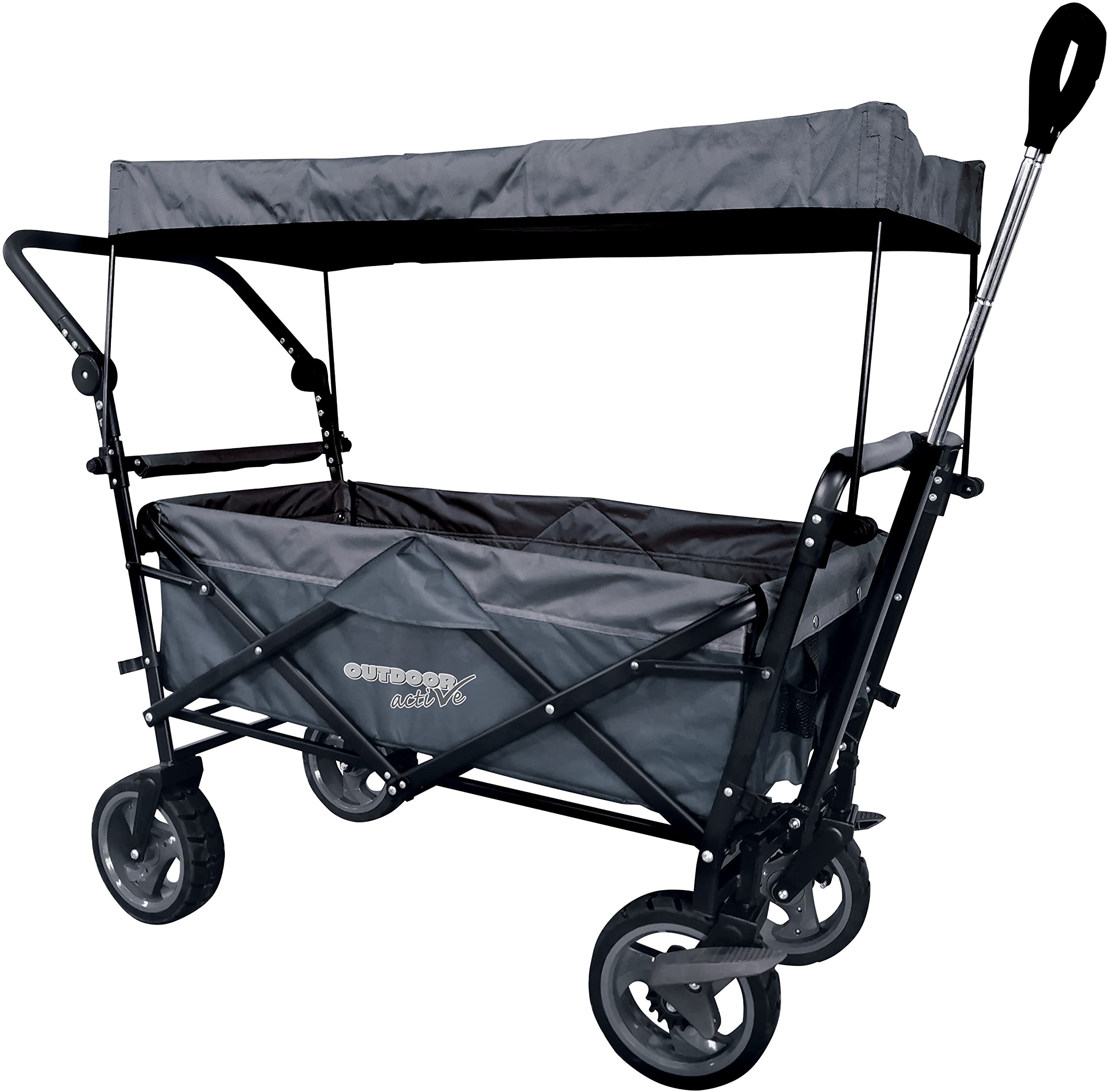 Outdoor Active Bollerwagen blau/grau m.Dach+Schubst.