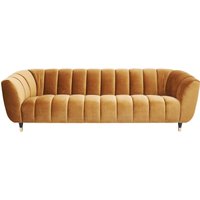 Kare Design Sofa Spectra, 3-Sitzer in messinggelb, vulominös aber elegant, abgestepptes Retrosofa, Samtsofa, (H/B/T) 71x245x96cm
