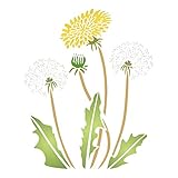 Löwenzahn Schablone, 16,5 x 21,6 cm (S) - Dandilion Puff Wandschablone mit Blumen Schablonen für Malvorlage