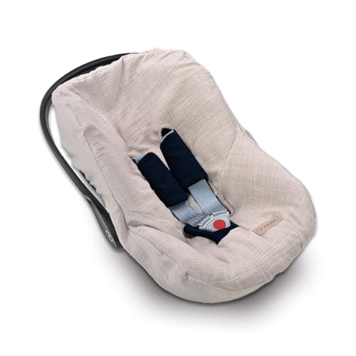 Albero Mio 0-13 kg Kindersitzbezug | Kindersitzbezug | Babybezug | Sitzschutz | 100% Baumwolle | Boho beige
