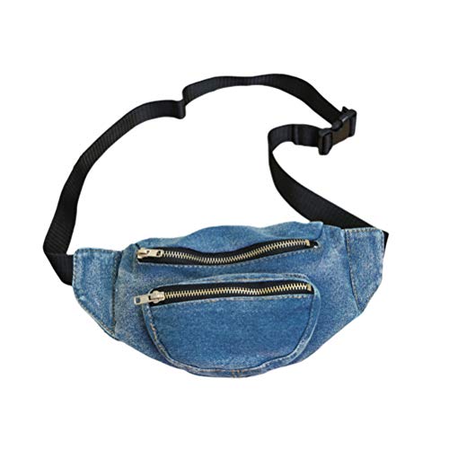 Fenical Leichte Jeans Gürteltasche Crossbody Umhängetasche Brusttasche (Dunkelblau)