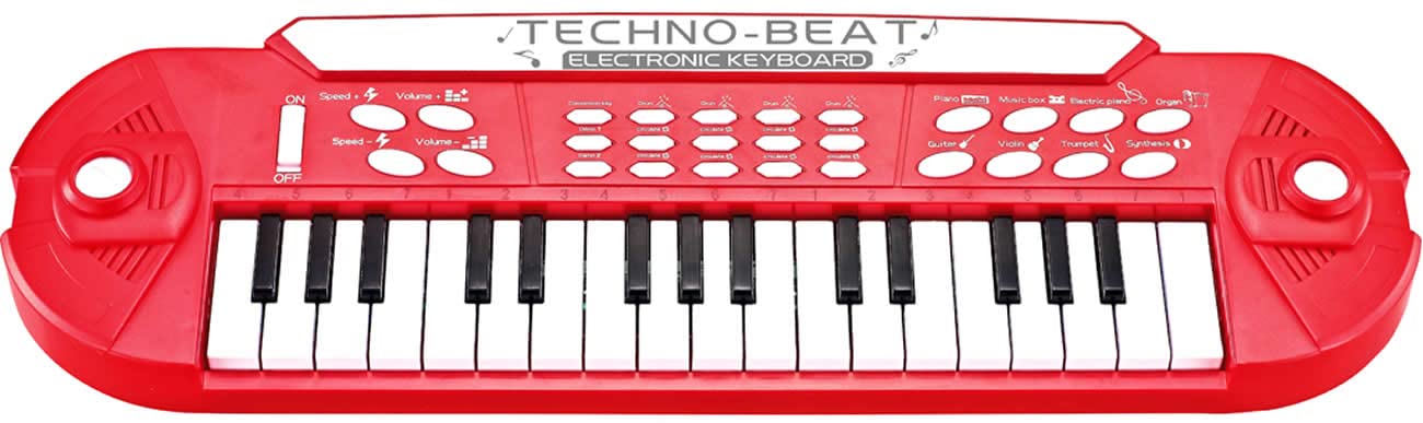 Luna Keyboard m. 32 Tasten elektronisch Tisch-Keyboard rot Kinder Musikinstrument