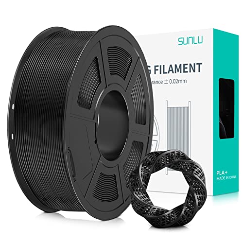 SUNLU 3D Printer Filament PLA Plus 1.75mm, SUNLU Neatly Wound 1.75mm PRO, PLA+ Filament for Most FDM 3D Printer, Dimensional Accuracy +/- 0.02 mm, 1 kg Spool(2.2lbs), Black