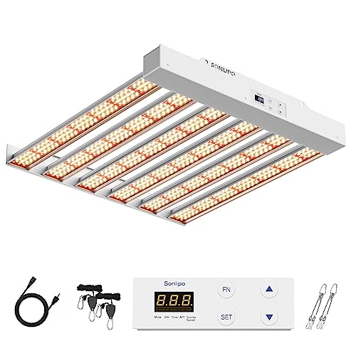 SPF2000 PRO LED Grow Light 200W with Full Spectrum Veg & Bloom Dimmer Timer - 4x4ft Coverage Sunlike Grow Lamps for Indoor Plants - Seeding, Flowering, and Plant Growth LED Plant Light Fixture