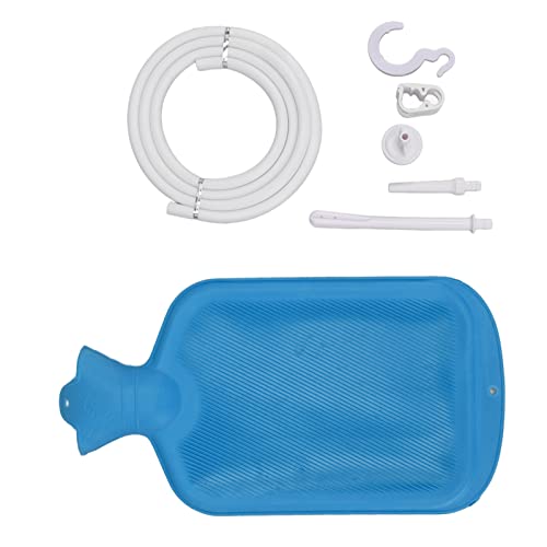 Set mit Schlauch-Einlaufbeutel, Set mit Einlaufbeutel für zu Hause, Rückstände, große Öffnung, 2 l, Gummi, einfach zu verwenden, zum Baden im Krankenhaus (blau)