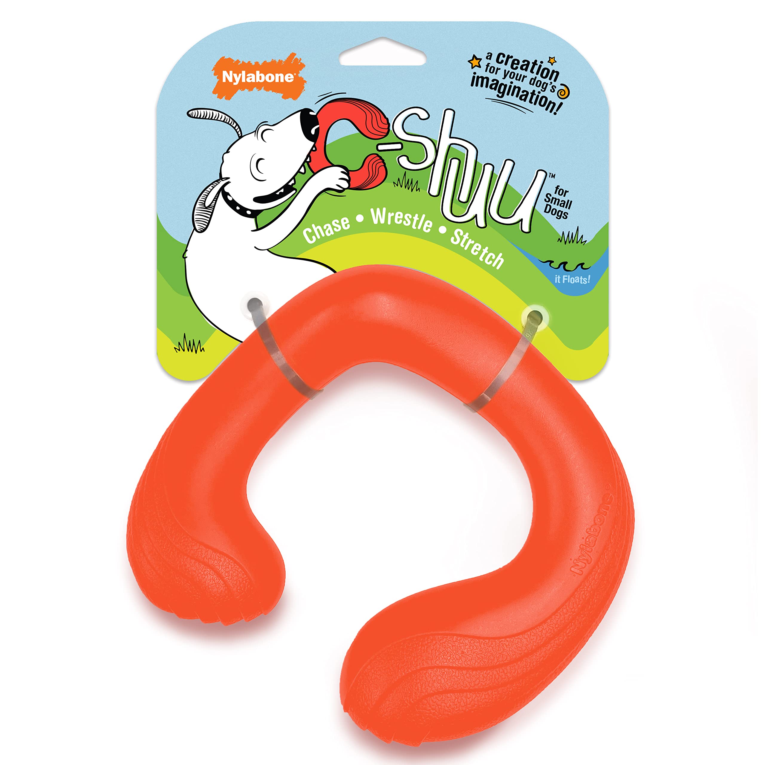 Nylabone C-Shuu Interaktives Hundespielzeug für kleine Hunde - leichtes Quetschspielzeug für kreatives Spielen & Hundetraining