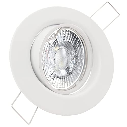 trendlights24 Decora LED Einbaustrahler 230V Weiß rund 3er Set - LED-Spots 4W 360 lm 38-45° GU10 Warmweiß - Deckenspots 68 mm Lochmaß