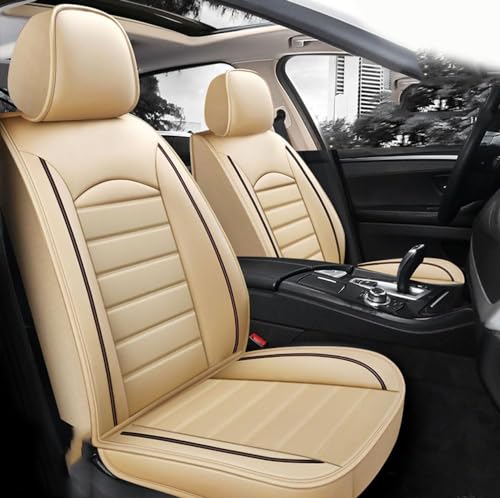 BUNIQ Auto Sitzbezüge Sets Für Nissan Qashqai 2016-2021, Leder Wasserdicht Verschleißfest Innenraum Schonbezüge sitzschoner vorne und hinten.,C-beige Style