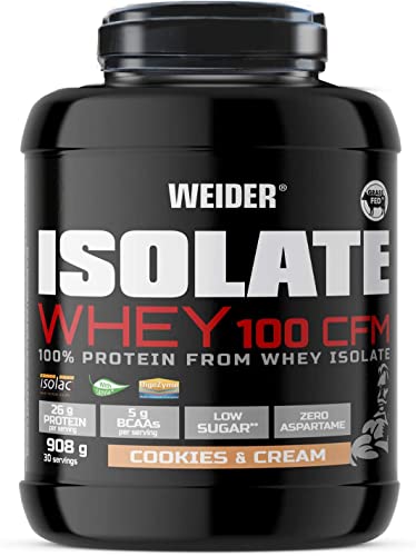 Weider Isolate Whey 100 CFM, hochwertiges Molkenproteinisolat, Cookies & Cream, Proteinpulver, 908 g