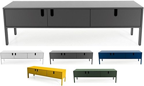 Tenzo 8571-014 UNO Designer Lowboard 2 Türen, 1 Schublade, Grau lackiert, MDF + Spanplatten, matt Soft-Close Funktion, 50 x 171 x 46 cm (HxBxT)