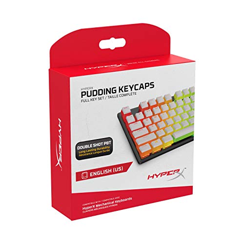HyperX Pudding Keycaps - Vollständiger Tastensatz - PBT - {Weiß} - English (US) Layout - 104 Key, Hintergrundbeleuchtet, OEM Profil