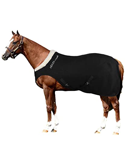 Horses, Pferdedecke Fleece Cosy Walk, Hervorragend Verarbeitete Decke, Nützlich zum Schutz des Pferdes vor Temperaturschwankungen, Regen und Insekten (Schwarz, 155 cm)