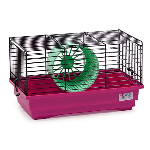 decorwelt Hamsterkäfige Pink Außenmaße 33,5x20x20 Nagerkäfig Hamster Plastik Kleintier Käfig mit Zubehör