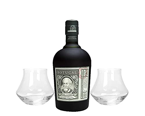 Botucal Reserva Exclusiva Rum mit 2 Botucal Tumbler Gläser 0,70l (40% Vol) Ron de Venezuela Glas Longdrinkglas - Set - [Enthält Sulfite]