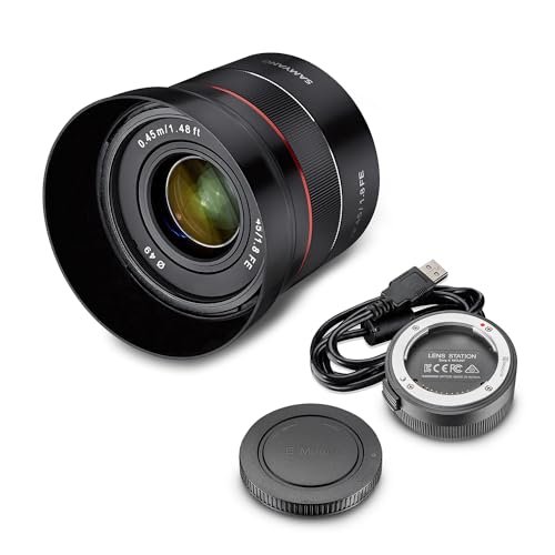 Samyang AF 45mm F1,8 FE + Lens-Station für Sony E-Mount Vollformat & APS-C I Ultra leichtes Standardobjektiv mit schnellem Autofokus I Festbrennweite für Sony E Mount A7C, A7 III, A6100 u.a.