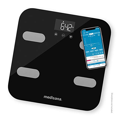 Medisana 40503 BS 602 WiFi Waage schwarz Edelstahl-Elektroden, 1.8 kg