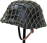 Hunting Explorer WW2 WWII Deutscher M35 Helm mit Netzbezug Stahlmaterial M1935 Soldat Stahlhelm mit Netz/Canvas Kinnriemen schwarz grün