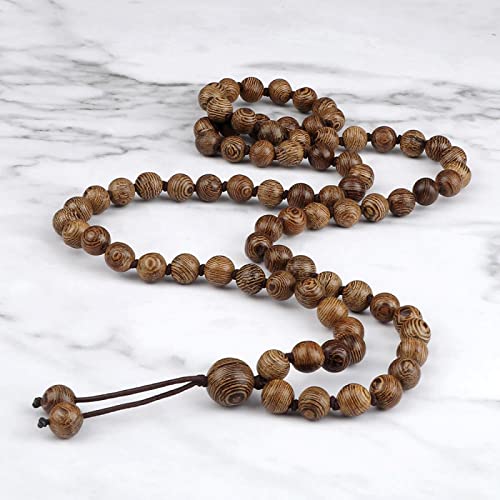 Bywenzai Halskettenschmuck 6 8Mm Perlenkette Männer Buhhist Gebet Handgemachte Geknüpfte Holzperlen Armband Frauen Yoga Meditation Schmuck Böhmische Halsketten 8Mm