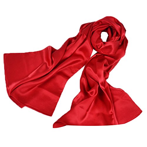 PB-SOAR 100% Seide Seidenschal Stola Unifarben, Schal aus reiner Seide, schlicht und leicht (Rot)