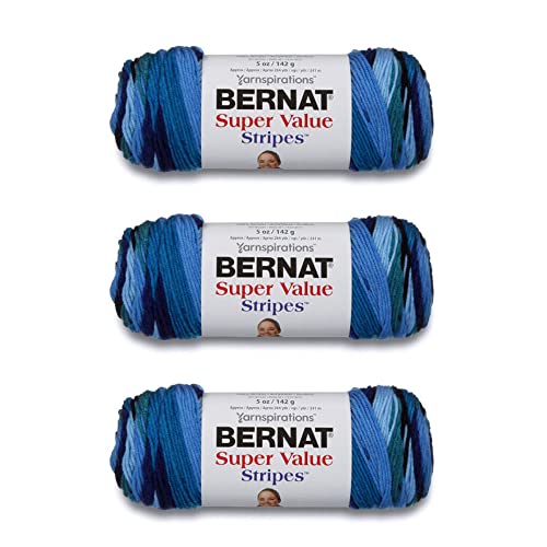 Bernat 16417373002P03 Hochwertiges Produkt Garn, Acryl, Oceana Stripes, 3 Pack, 3 Count
