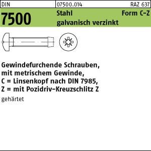 1000 Gewindefurchende Schrauben DIN 7500 St. gehärtet C M 2 x 6 -Z verzinkt