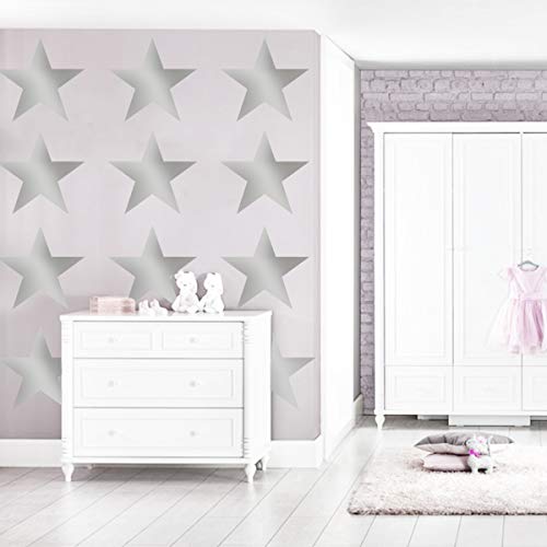 Große Sterne 21cm Wandtattoo Wandsticker Star selbstklebende Deko (12er Set, Silber)