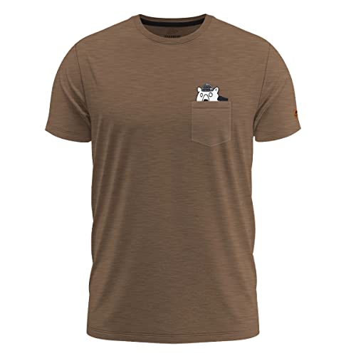 FORSBERG Lumberson T-Shirt Brusttasche mit bärtigem Bär Funshirt Rundhals bequem robust, Farbe:braun, Größe:3XL