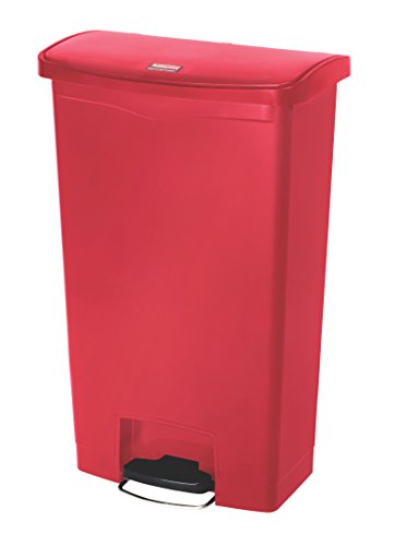 Rubbermaid Slim Jim 1883568 68 Litre Front Step Step-On Resin Wastebasket - Red