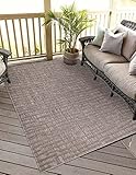 carpet city In-& Outdoor Teppich - 140x200 cm - für Innen-& Außenbereich - Wetterfest Balkon-Teppich, Terrasse, Flur, Küche - Wohnzimmer-Teppiche - Hochtief/ 3D-Effekt - Streifen-Muster in Braun
