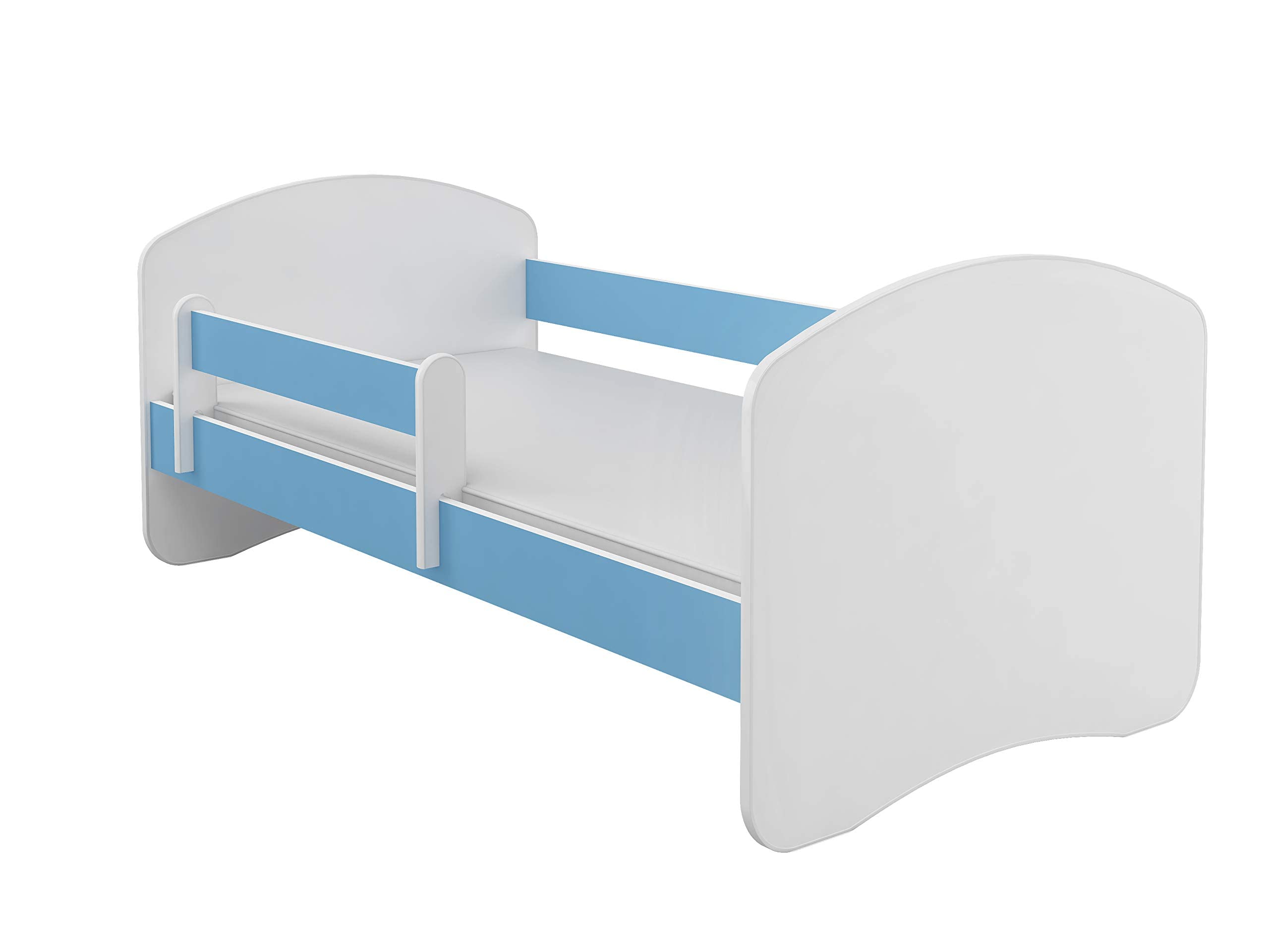 Kinderbett Jugendbett mit einer Schublade und Matratze Weiß ACMA II (140x70 cm, Blau)